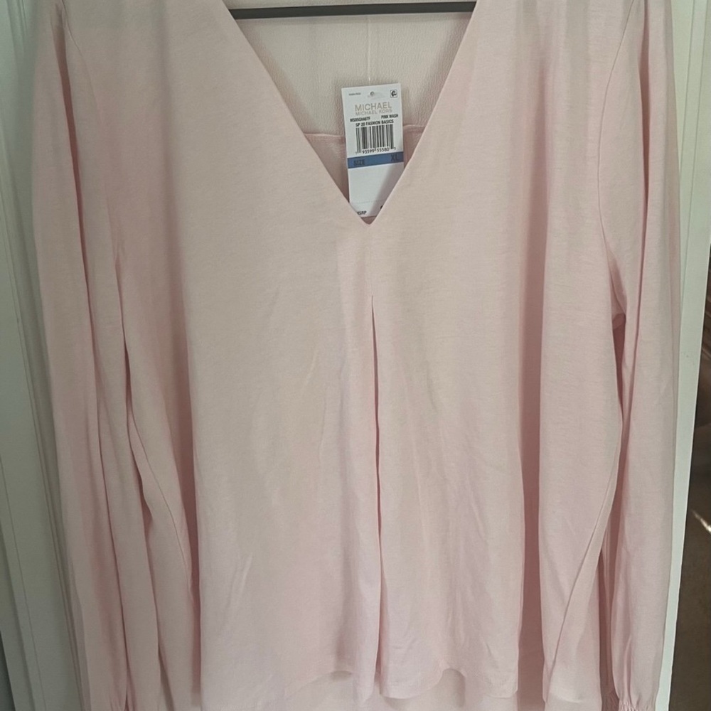 Michael Kors Light Pink V-Neck Blouse